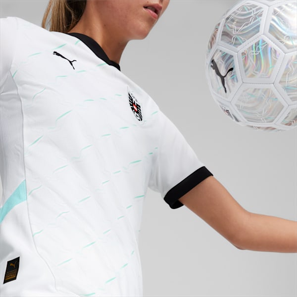 Austria 2024 Women's Away Football Jersey, PUMA White-Electric Peppermint, extralarge