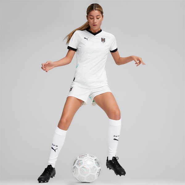 Austria 2024 Women's Away Football Jersey, PUMA White-Electric Peppermint, extralarge