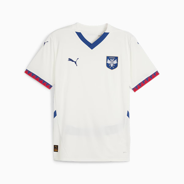 Jersey de futbol visitante para hombre Serbia 2024, Warm White-Clyde Royal, extralarge