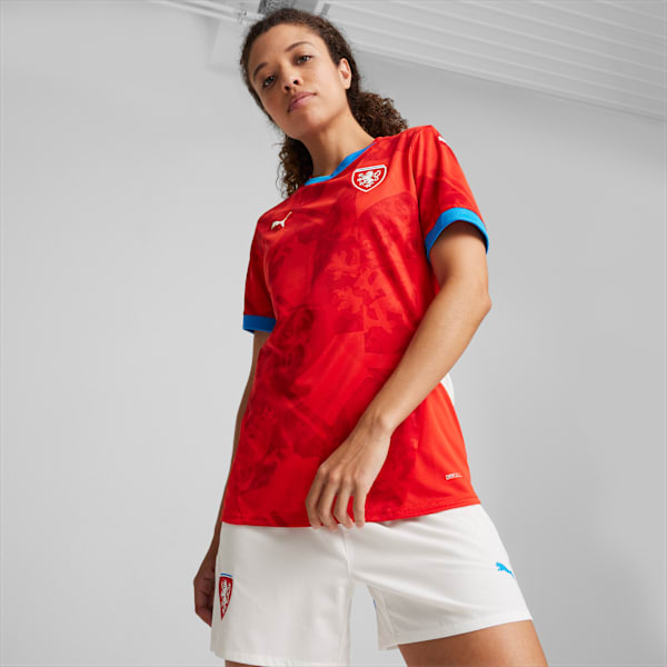 Czech Republic Football 2024 Women's Home Jersey, For All Time Red-Fast Red, extralarge