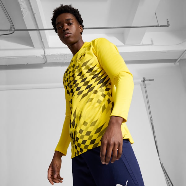 Borussia Dortmund Pre-Match Men's Sweatshirt, Cyber Yellow-PUMA Black, extralarge