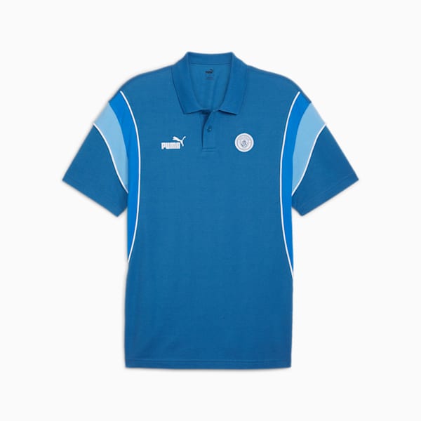Manchester City FtblArchive Men's Football Polo, Lake Blue-Racing Blue, extralarge-IND