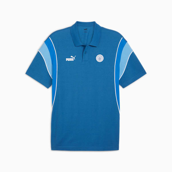 Playera tipo polo para hombre Manchester City FtblArchive, Lake Blue-Racing Blue, extralarge