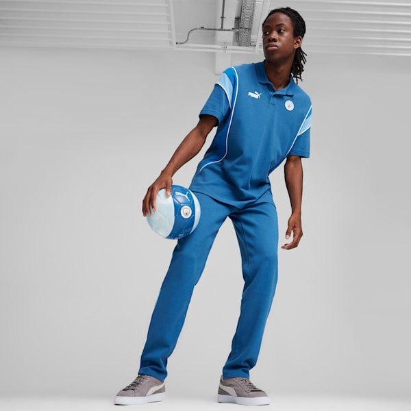 Playera tipo polo para hombre Manchester City FtblArchive, Lake Blue-Racing Blue, extralarge