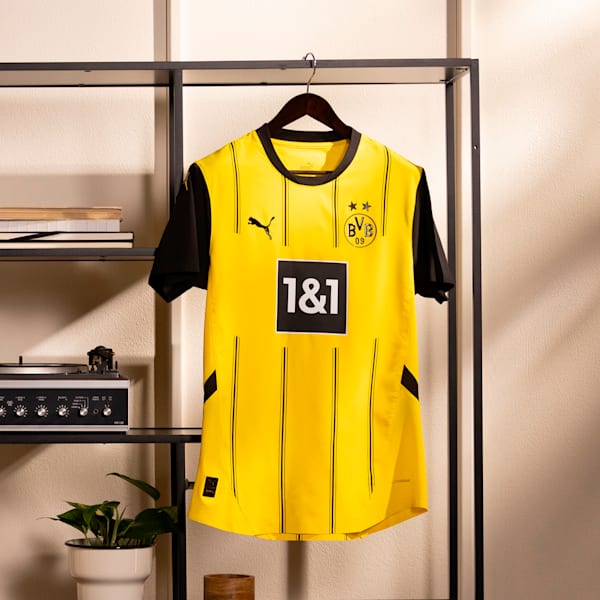 Borussia Dortmund 24/25 Men's Authentic Home Soccer Jersey, Faster Yellow-PUMA Black, extralarge