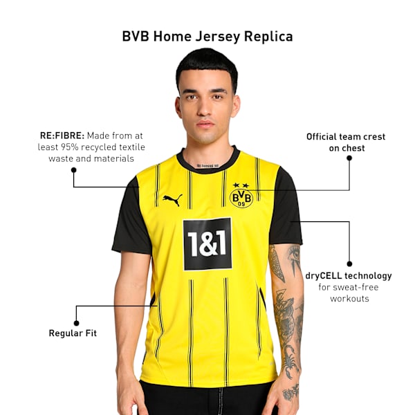 Borussia Dortmund 24/25 Men's Home Jersey, Faster Yellow-PUMA Black, extralarge-IND