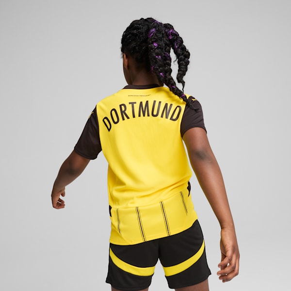 Borussia Dortmund 24/25 Big Kids' Replica Home Soccer Jersey, Faster Yellow-PUMA Black, extralarge