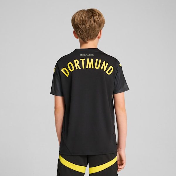 Borussia Dortmund 24/25 Big Kids' Replica Away Soccer Jersey, PUMA Black-Faster Yellow, extralarge