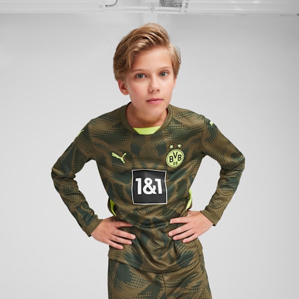 Borussia Dortmund 24/25 Goalkeeper Long Sleeve Jersey Youth, Olive Drab-Myrtle, extralarge-GBR