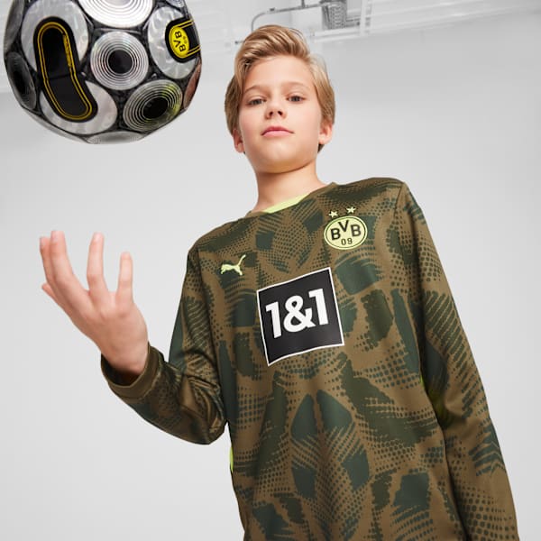 Borussia Dortmund 24/25 Goalkeeper Long Sleeve Jersey Youth, Olive Drab-Myrtle, extralarge-GBR