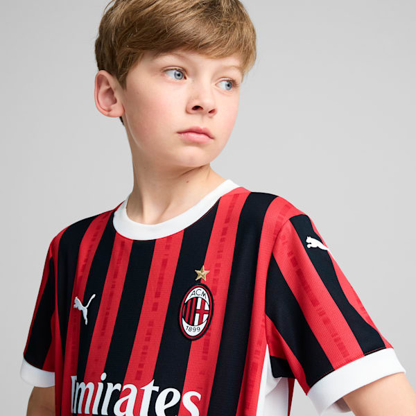 AC Milan 24/25 Replica Home Big Kids' Soccer Jersey, For All Time Red-PUMA Black, extralarge