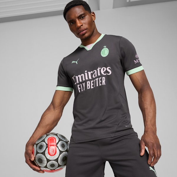 AC Milan 24/25 Réplique du troisième maillot de soccer Homme, Shadow Gray-Fresh Mint, extralarge