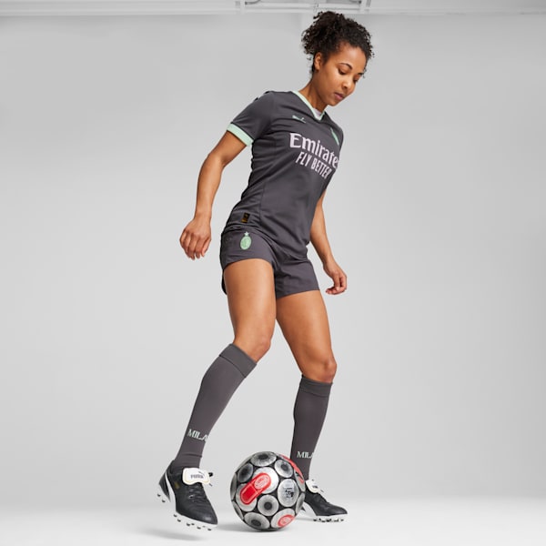 AC Milan 24/25 Women's Third Soccer Jersey, Shadow Gray-Fresh Mint, extralarge