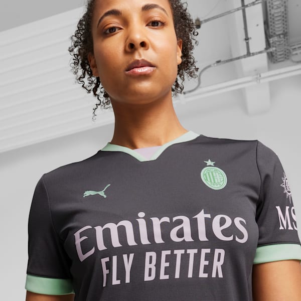 AC Milan 24/25 Women's Third Soccer Jersey, Shadow Gray-Fresh Mint, extralarge