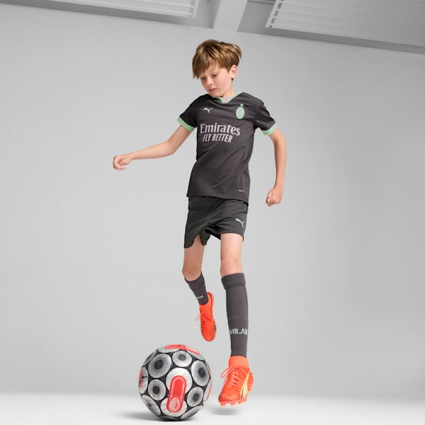 AC Milan 24/25 Big Kids' Third Soccer Jersey, Shadow Gray-Fresh Mint, extralarge