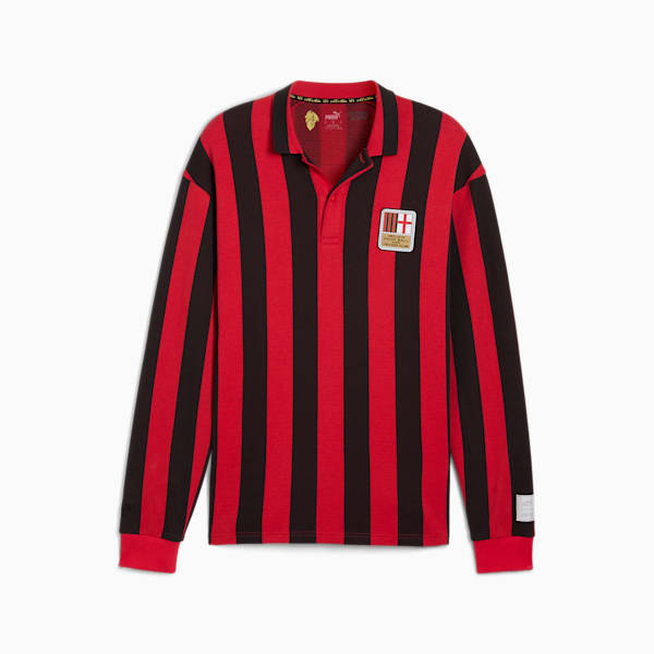 AC Milan 125th Anniversary Men's Retro Soccer Jersey, PUMA Black-For All Time Red, extralarge