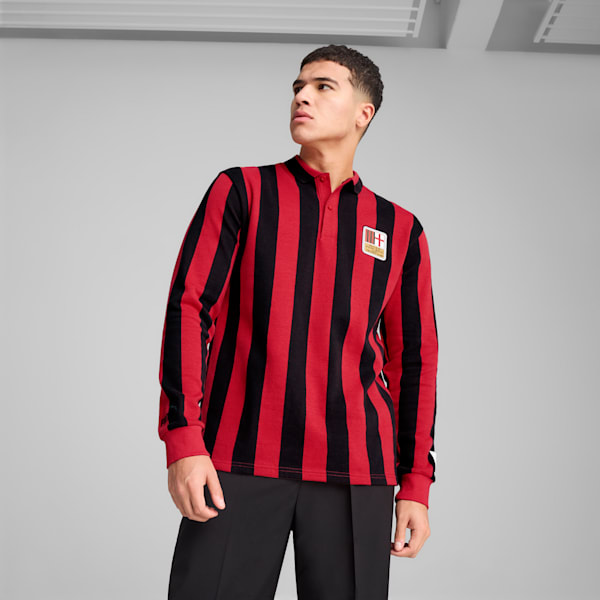 AC Milan 125th Anniversary Men's Retro Soccer Jersey, PUMA Black-For All Time Red, extralarge