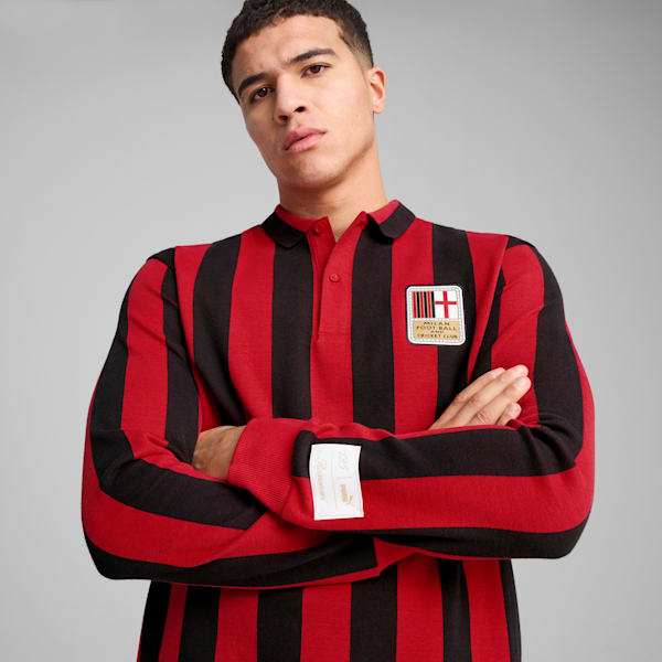 AC Milan 125th Anniversary Men's Retro Soccer Jersey, PUMA Black-For All Time Red, extralarge