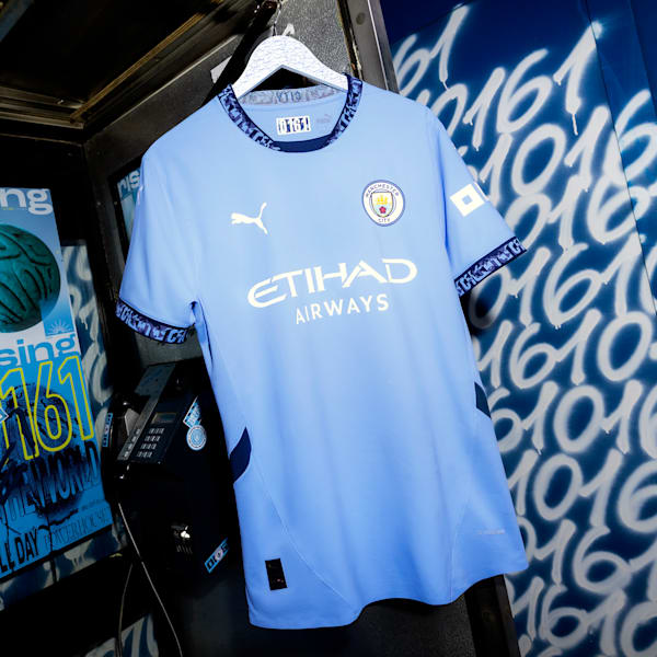 Réplique du troisième maillot de soccer à domicile de Manchester City 24/25 Homme, Team Light Blue-Marine Blue, extralarge