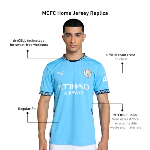 Manchester City 24/25 Men's Football Home Jersey, Team Light Blue-Marine Blue, extralarge-IND