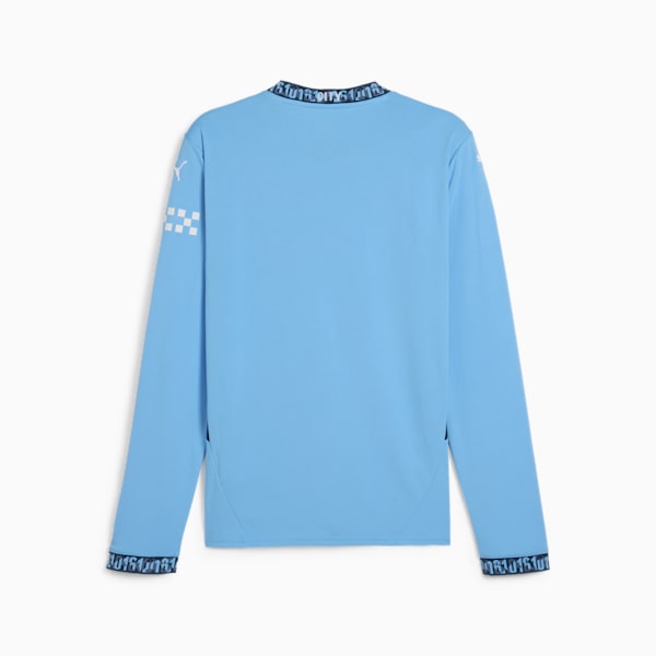 Manchester City 24/25 Home Men's Long Sleeve Soccer Jersey, Team Light Blue-Marine Blue, extralarge