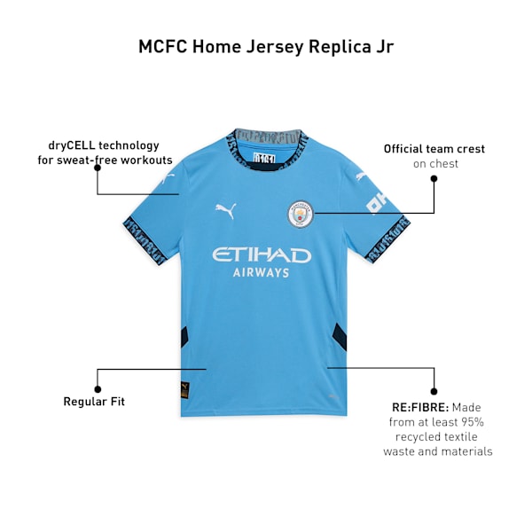 Manchester City 24/25 Youth Home Jersey, Team Light Blue-Marine Blue, extralarge-IND