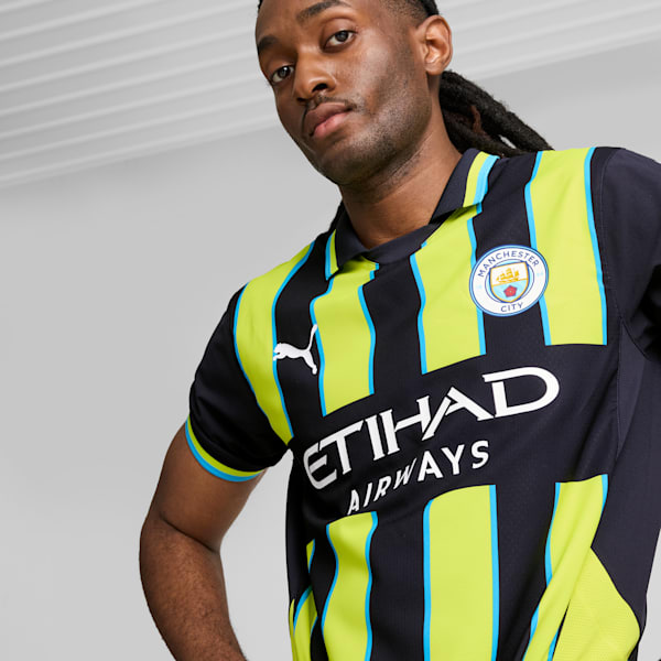 Camiseta de fútbol de visitante auténtica para hombre Manchester City 24/25, New Navy-Yellow Glow, extralarge