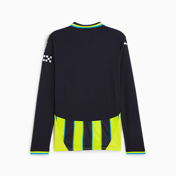 Manchester City 24/25 Men's Replica Away Long Sleeve Soccer Jersey, New Navy-Yellow Glow, extralarge