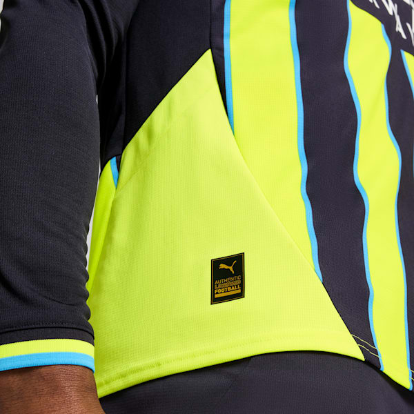 Manchester City 24/25 Men's Replica Away Long Sleeve Soccer Jersey, New Navy-Yellow Glow, extralarge