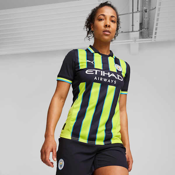 Réplica de la camiseta de fútbol de visitante para mujer Manchester City 24/25, New Navy-Yellow Glow, extralarge