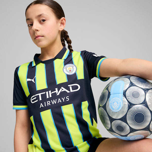 Manchester City 24/25 Away Replica Big Kids' Soccer Jersey, New Navy-Yellow Glow, extralarge