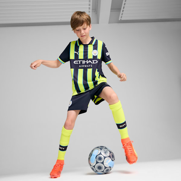 Manchester City 24/25 Away Replica Big Kids' Soccer Jersey, New Navy-Yellow Glow, extralarge