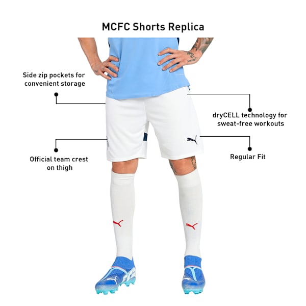 Manchester City 24/25 Men's Football Shorts, PUMA White-Marine Blue, extralarge-IND