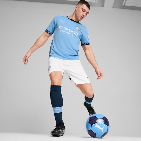 Réplica de pantalón corto de fútbol Manchester City 24/25 para hombre, PUMA White-Marine Blue, extralarge