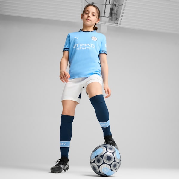 Pantalón corto de fútbol Manchester City 24/25 para niños grandes, PUMA White-Marine Blue, extralarge