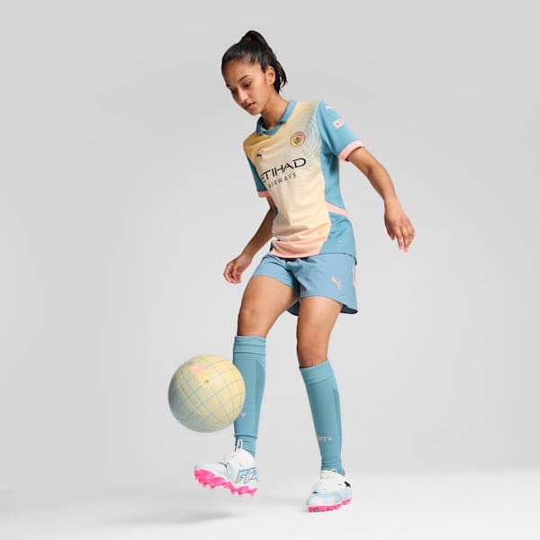 Réplique du quatrième maillot de soccer de Manchester City 24/25 Femme, Rosebay-Bold Blue, extralarge
