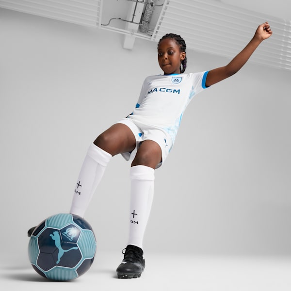 Jersey juvenil Olympique de Marseille Home 24/25, PUMA White-Bleu Azur, extralarge