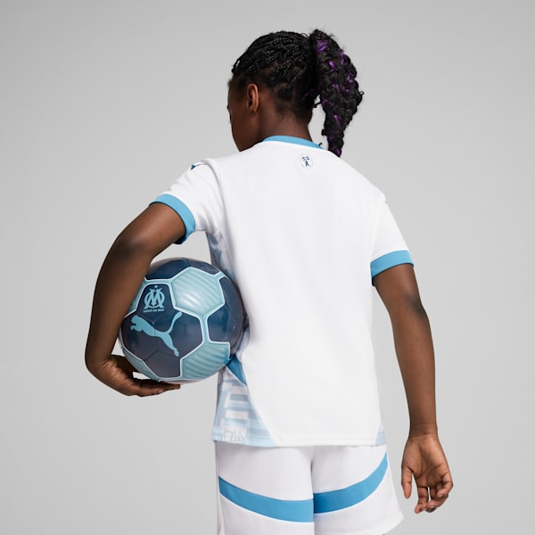Jersey juvenil Olympique de Marseille Home 24/25, PUMA White-Bleu Azur, extralarge