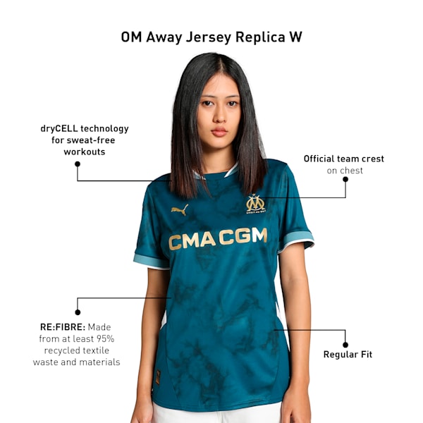 Olympique de Marseille 24/25 Away Women's Football Jersey, Ocean Tropic-Bold Blue, extralarge-IND