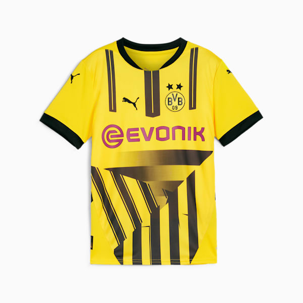 Borussia Dortmund 24/5 Cup Big Kids' Replica Soccer Jersey, Faster Yellow-PUMA Black, extralarge