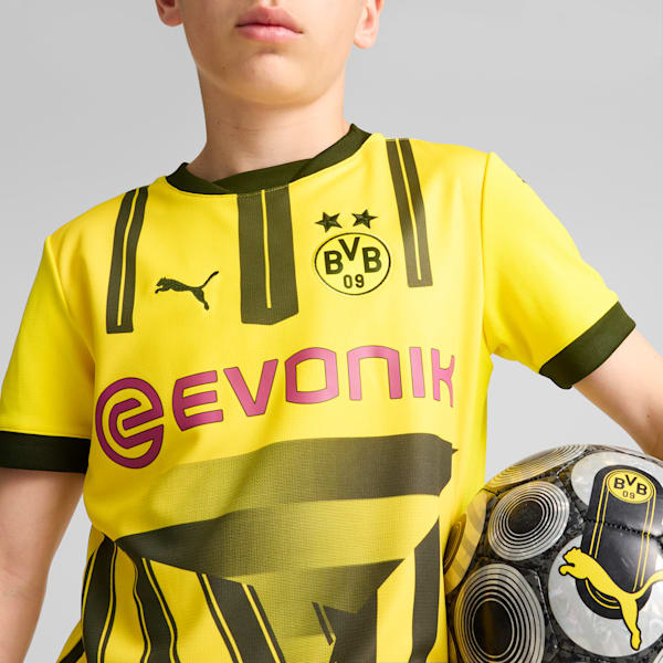 Réplica de la camiseta de fútbol para niños Borussia Copa Dortmund 24/5, Faster Yellow-PUMA Black, extralarge