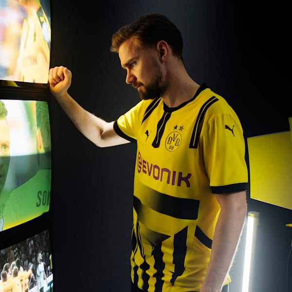Réplica de la camiseta de fútbol para niños Borussia Copa Dortmund 24/5, Faster Yellow-PUMA Black, extralarge