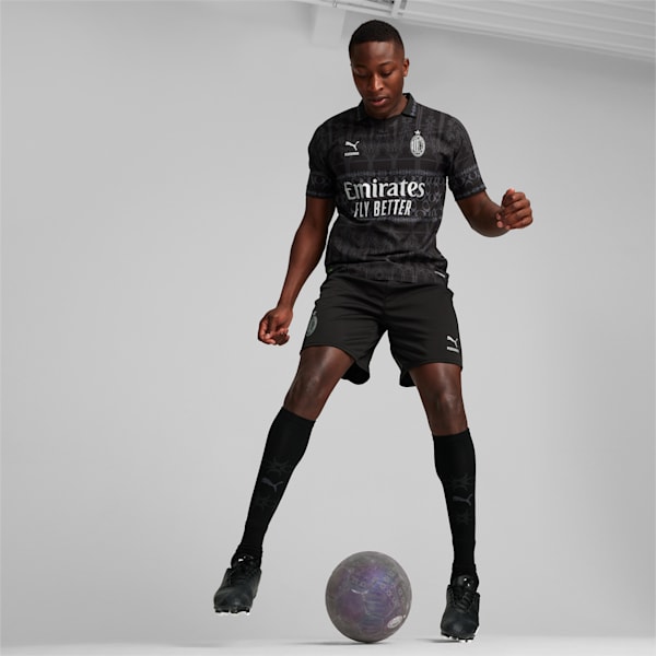 AC MILAN x PLEASURES Men's Authentic Soccer Jersey, PUMA Black-Asphalt, extralarge