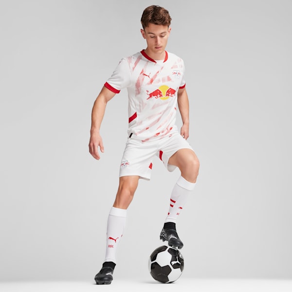 RB Leipzig 24/25 Men's Replica Home Soccer Jersey, PUMA White-For All Time Red, extralarge