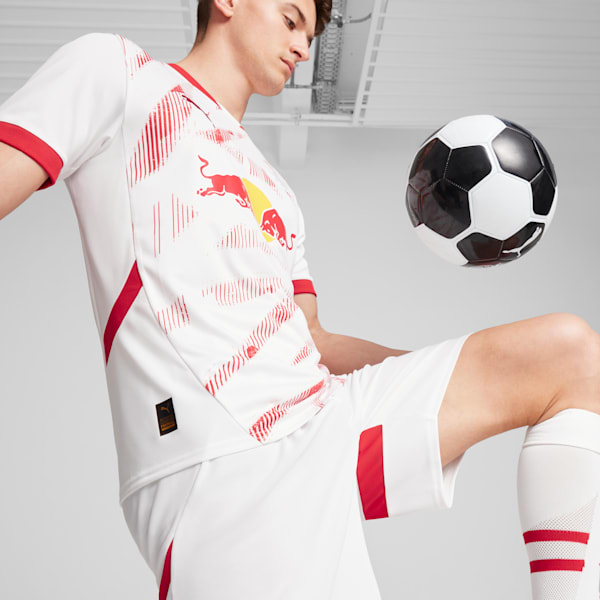 RB Leipzig 24/25 Men's Replica Home Soccer Jersey, PUMA White-For All Time Red, extralarge
