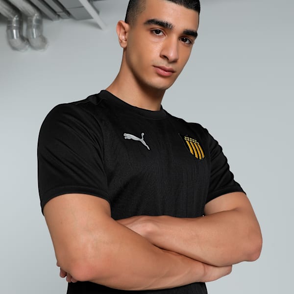 Club Atlético Peñarol Training Men's Slim Fit Football Jersey, PUMA Black-PUMA Silver, extralarge-IND