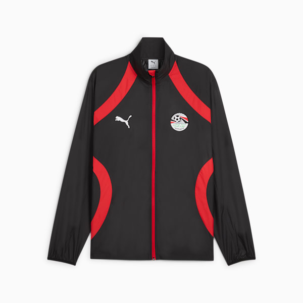 メンズ サッカー エジプト プレマッチ ウーブン ジャケット, PUMA Black-PUMA Red, extralarge-JPN