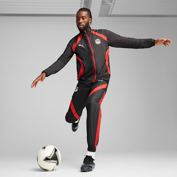 メンズ サッカー エジプト プレマッチ ウーブン ジャケット, PUMA Black-PUMA Red, extralarge-JPN