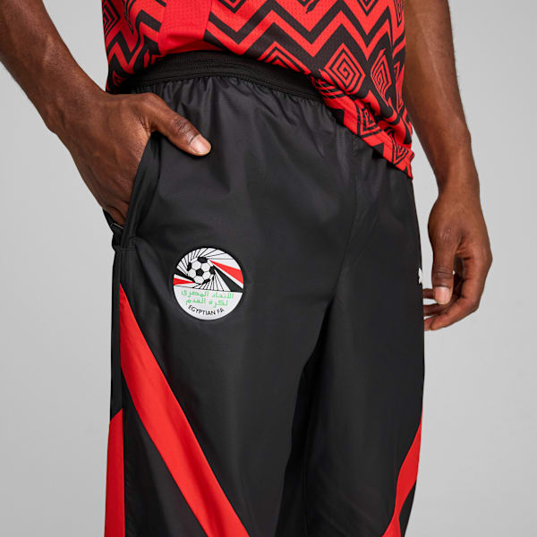 メンズ サッカー エジプト プレマッチ ウーブン パンツ, PUMA Black-PUMA Red, extralarge-JPN