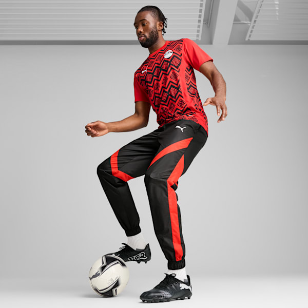 メンズ サッカー エジプト プレマッチ ウーブン パンツ, PUMA Black-PUMA Red, extralarge-JPN